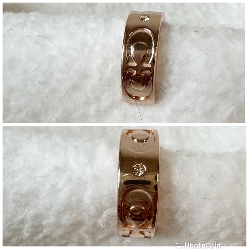 Coach NWT Rose Gold Signature Huggie Earrings Style C1901 Plated Brass Titanium - Picture 5 of 16